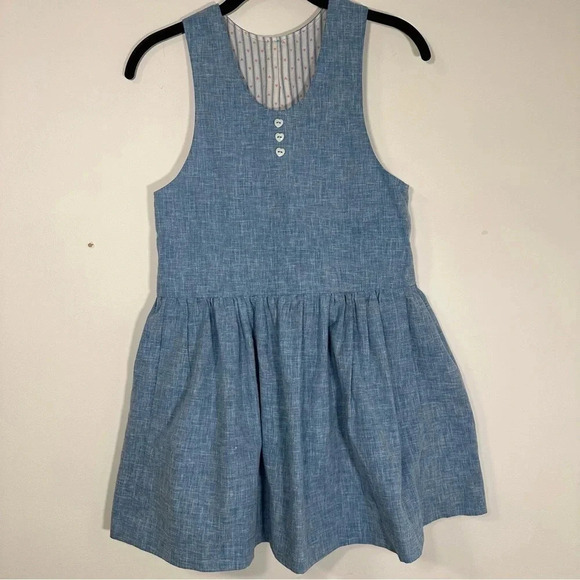 Handmade Girls Jumper Dress Blue Youth Small/Medium - Picture 1 of 6
